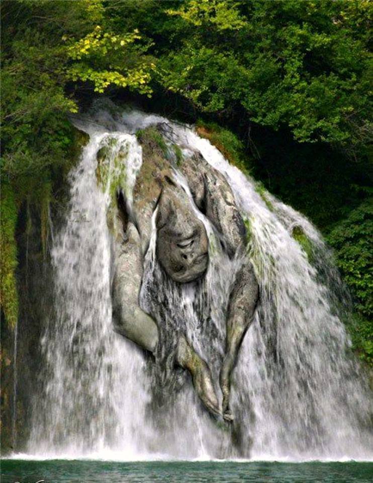 A woman made of a waterfall, the spiritual meaning of floating